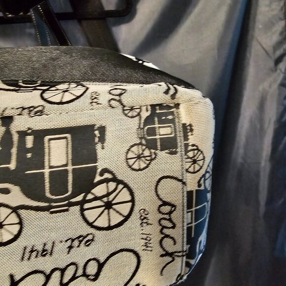 Coach black and tan fabric and shiny leather bag. - Picture 7 of 12